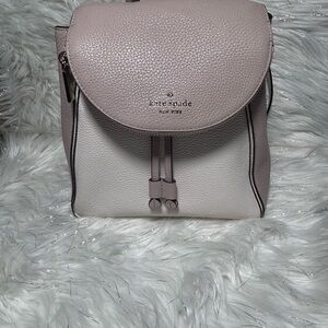 Kate Spade Gray and Cream Pebbled Leather Backpack